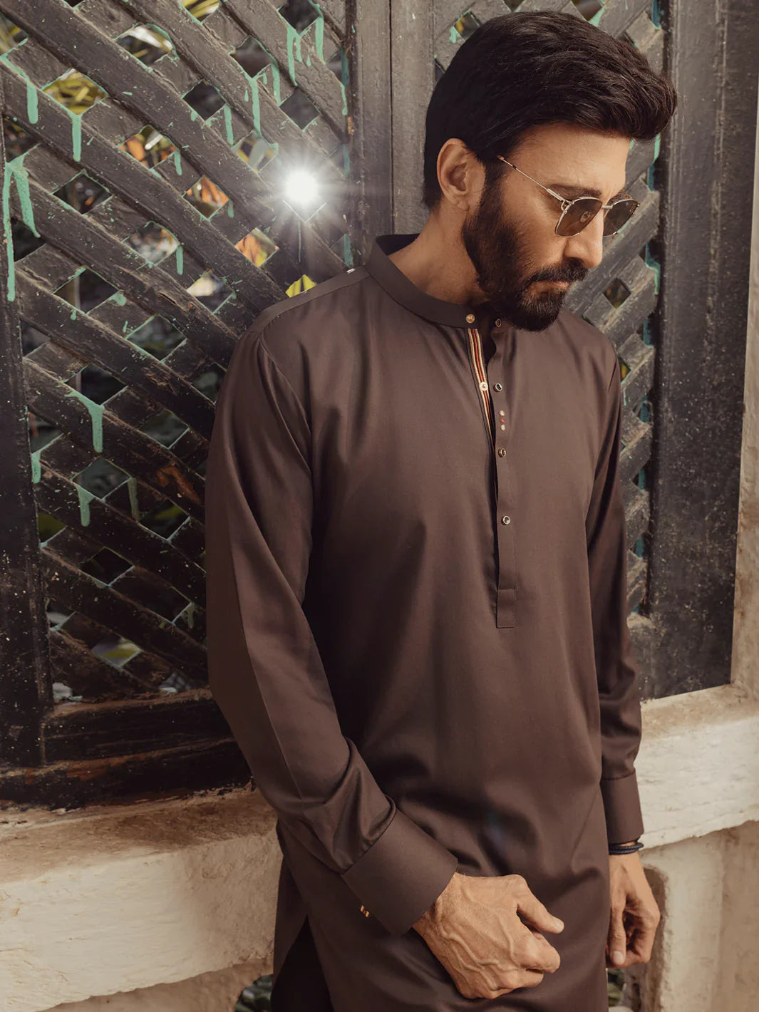 Blended Brown Kurta Trouser - Almirah KP003