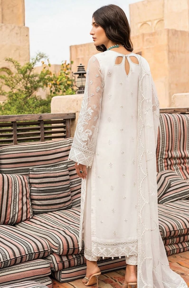 Pure Chiffon Elegant Embroidered Wedding Dress - WW420