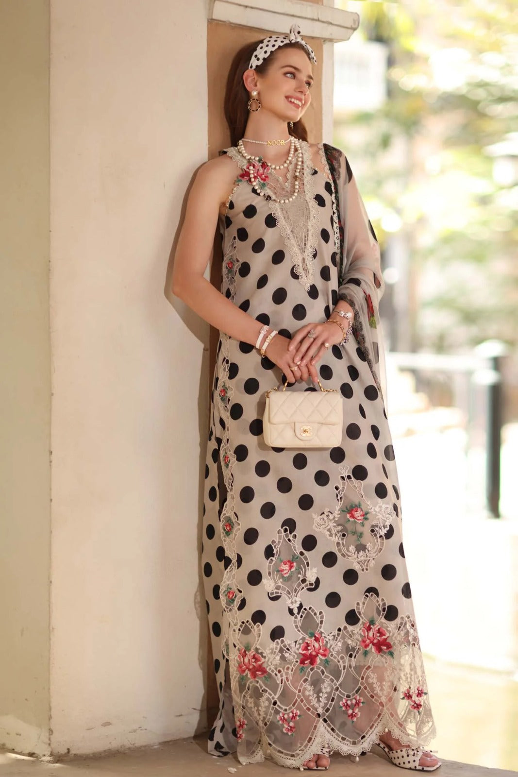 Pure Chiffon Moonlight Embroidered Dress - PW415