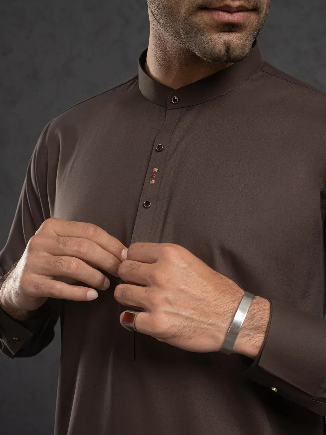Blended Brown Shalwar Kameez- Almirah SK013