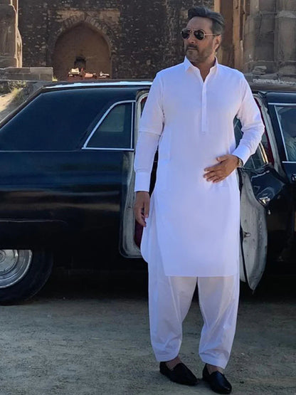 Cotton White Shalwar Kameez - Almirah SK008