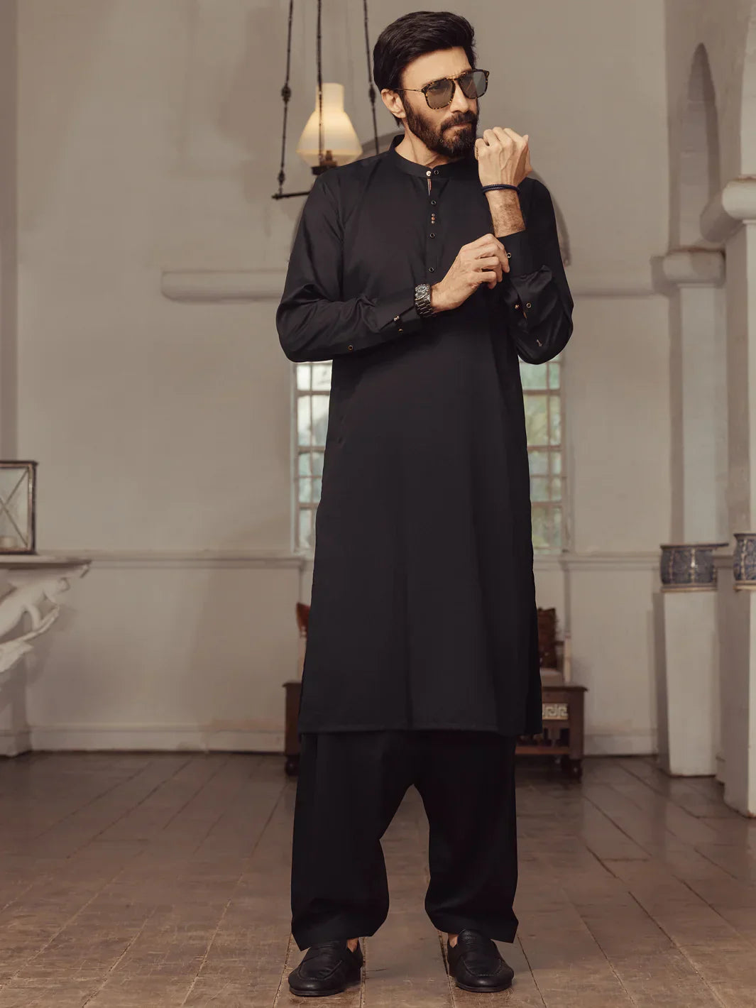 Blended Black Shalwar Kameez- Almirah SK014