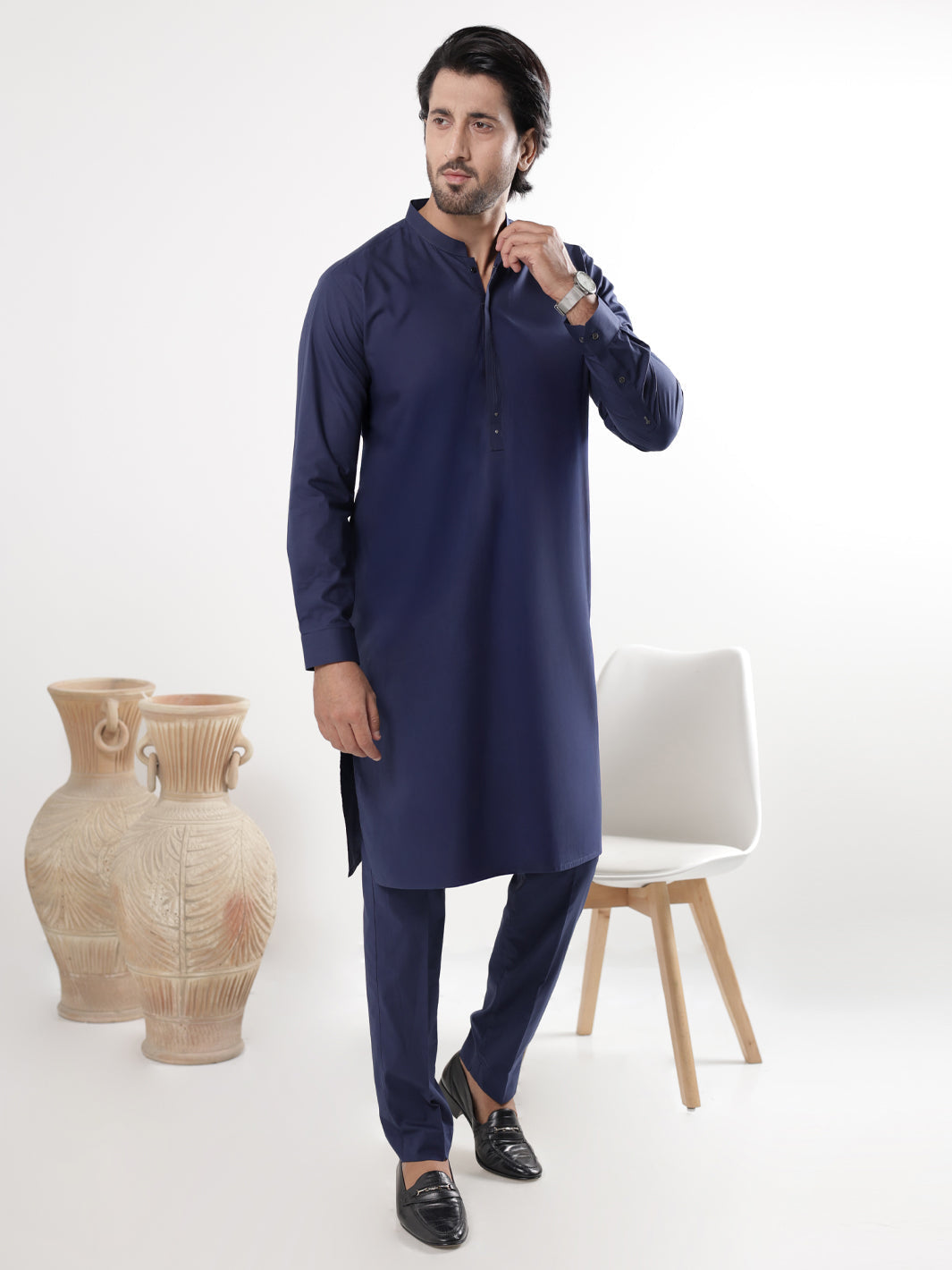 Cotton Navy Blue Kurta Trouser - Almirah KP005