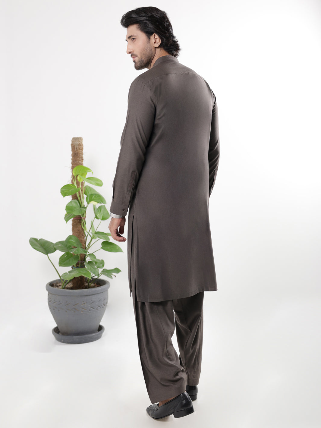 Blended Dark Brown Shalwar Kameez - Almirah SK004