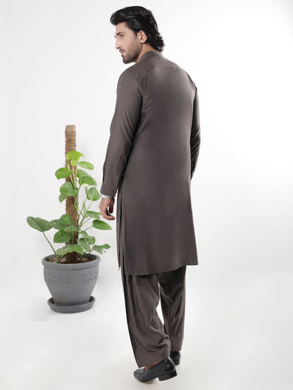Blended Dark Brown Shalwar Kameez - Almirah SK004
