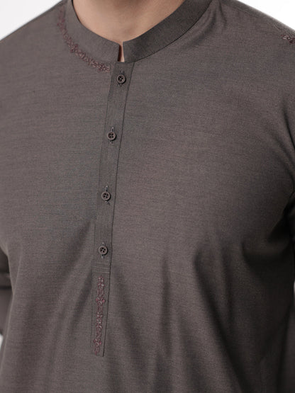 Blended Dark Brown Shalwar Kameez - Almirah SK004