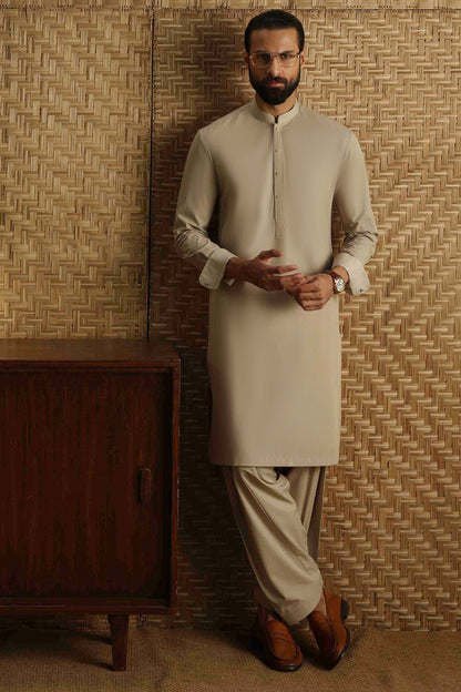 Blended Light Khaki Shalwar Kameez- Cast & Crew SK019
