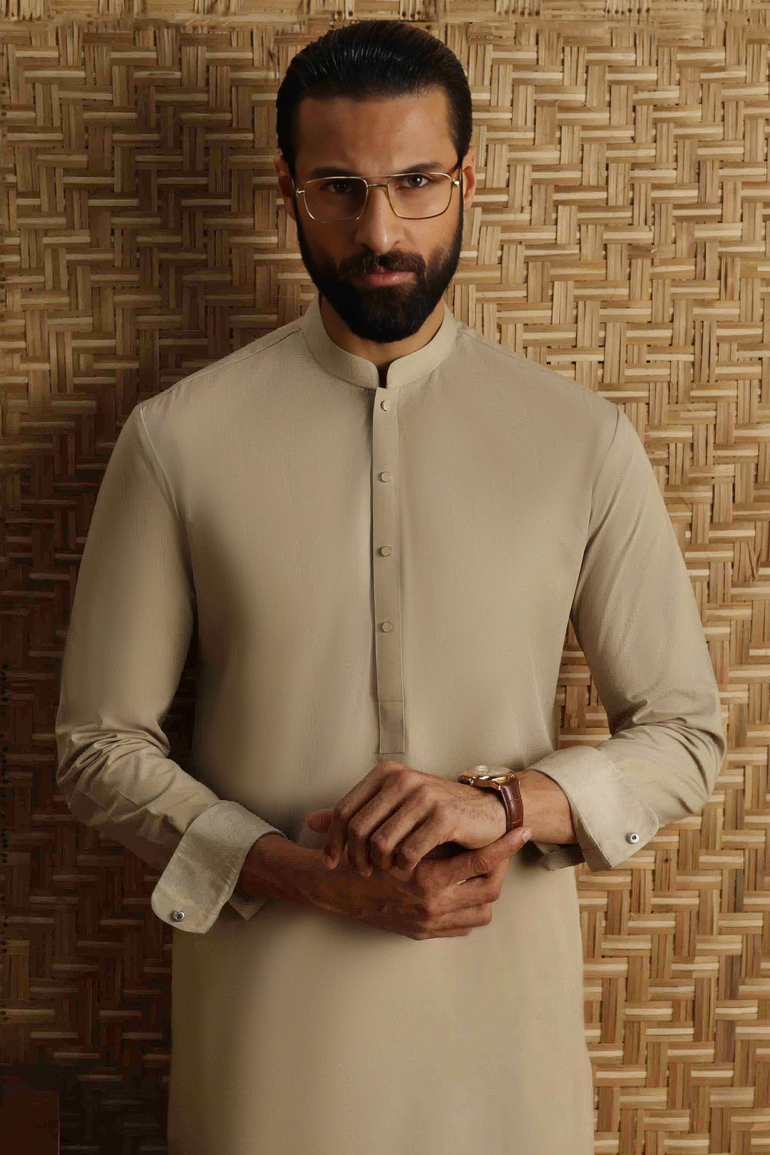 Blended Light Khaki Shalwar Kameez- Cast & Crew SK019