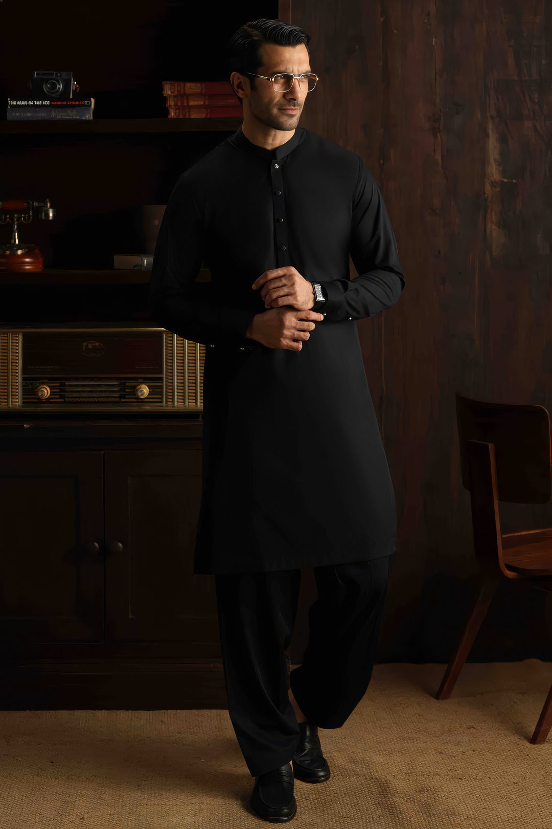 Blended Blue Black Shalwar Kameez- Cast & Crew SK017
