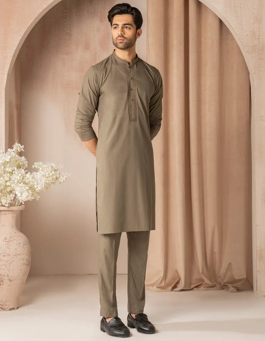 Blended Army Green Kurta Trouser - KP006