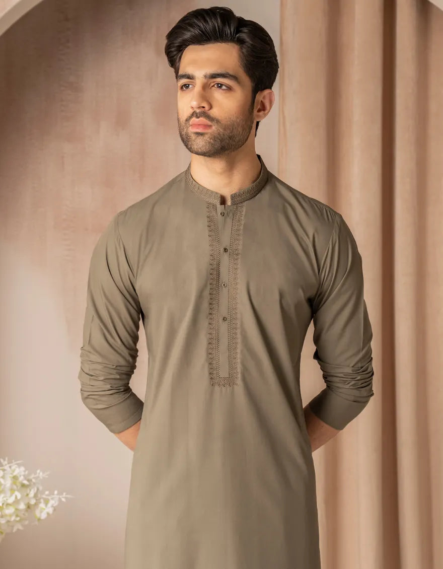 Blended Army Green Kurta Trouser - KP006