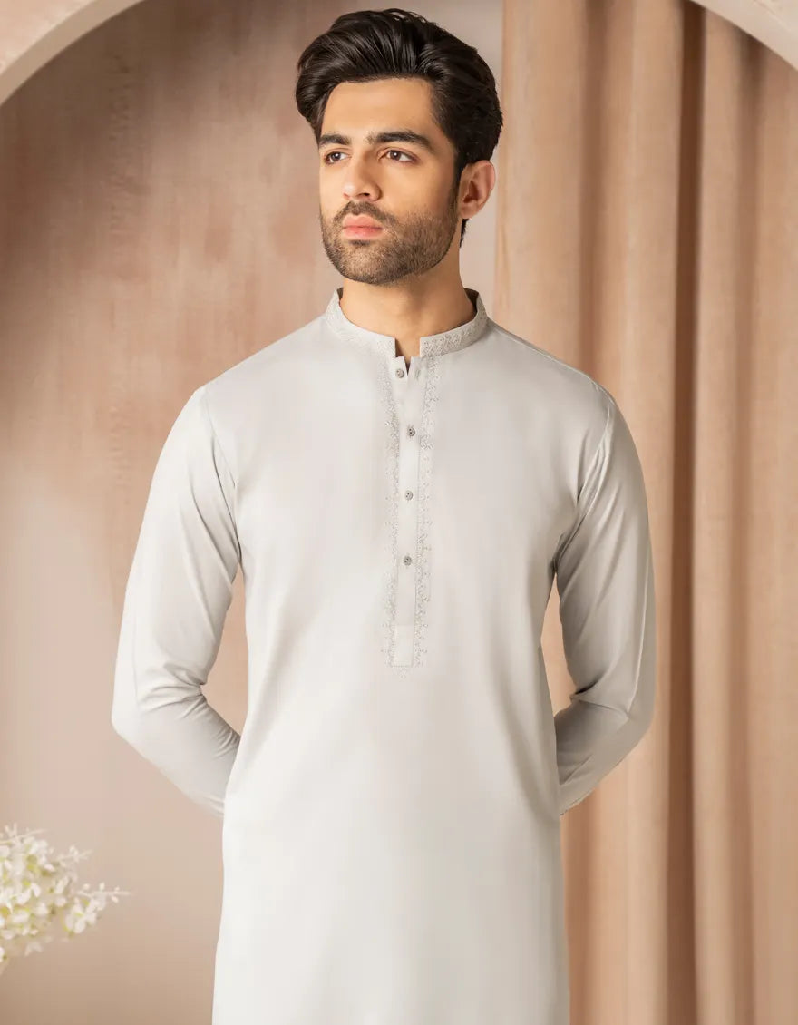 Blended Smoke Grey Kurta Trouser - KP007