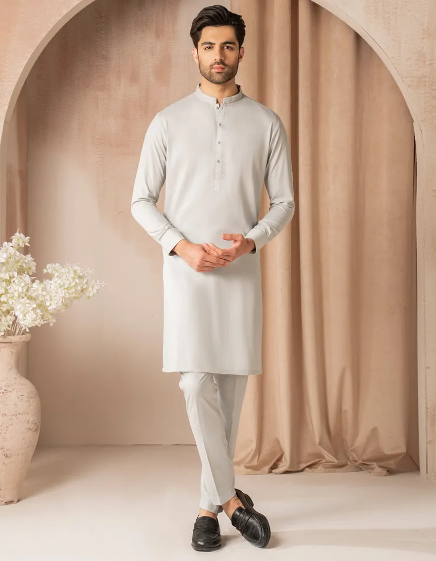 Blended Smoke Grey Kurta Trouser - KP007