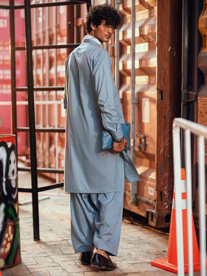 Blended Light Blue Shalwar Kameez- Almirah SK011
