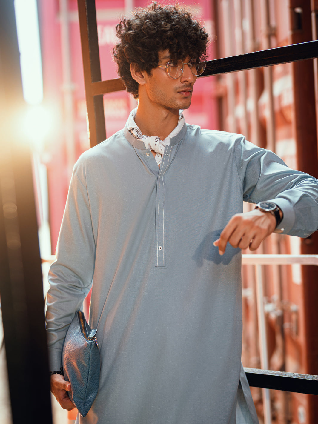 Blended Light Blue Shalwar Kameez- Almirah SK011