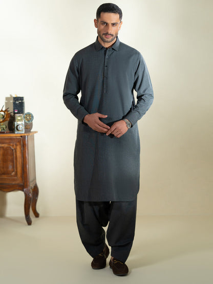 Blended Charcoal Grey Shalwar Kameez- Almirah SK012