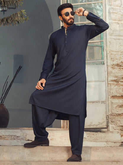 Blended Midnight Blue Shalwar Kameez- Almirah SK015