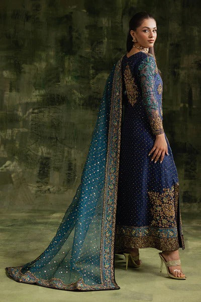 Pure Chiffon Midnight Blue Embroidered Dress - WW317