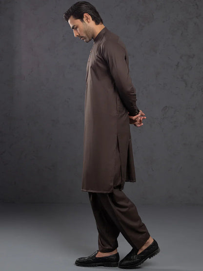 Blended Brown Shalwar Kameez- Almirah SK013