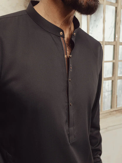 Blended Black Shalwar Kameez- Almirah SK014
