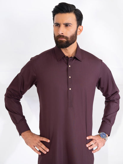 Blended Burgundy Shalwar Kameez - Almirah SK003