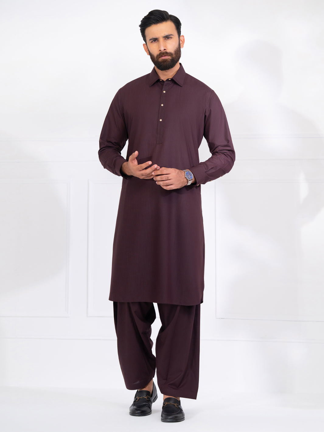 Blended Burgundy Shalwar Kameez - Almirah SK003