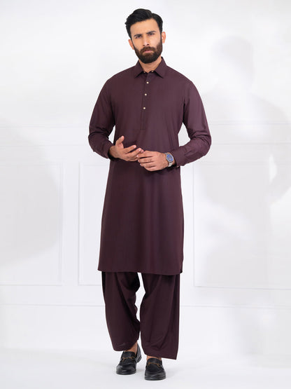 Blended Burgundy Shalwar Kameez - Almirah SK003