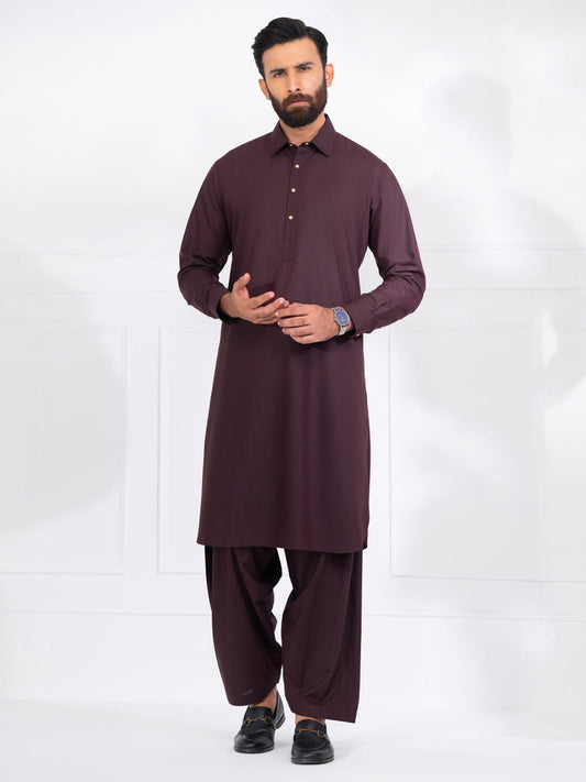 Blended Burgundy Shalwar Kameez - Almirah SK003