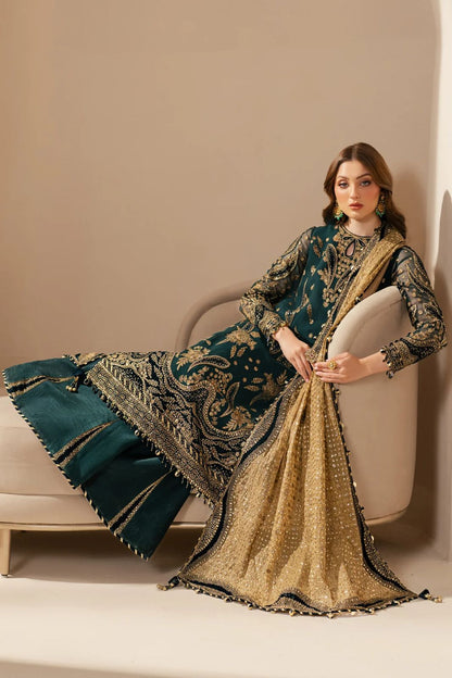 Pure Chiffon Green Embroidered Dress - WW298