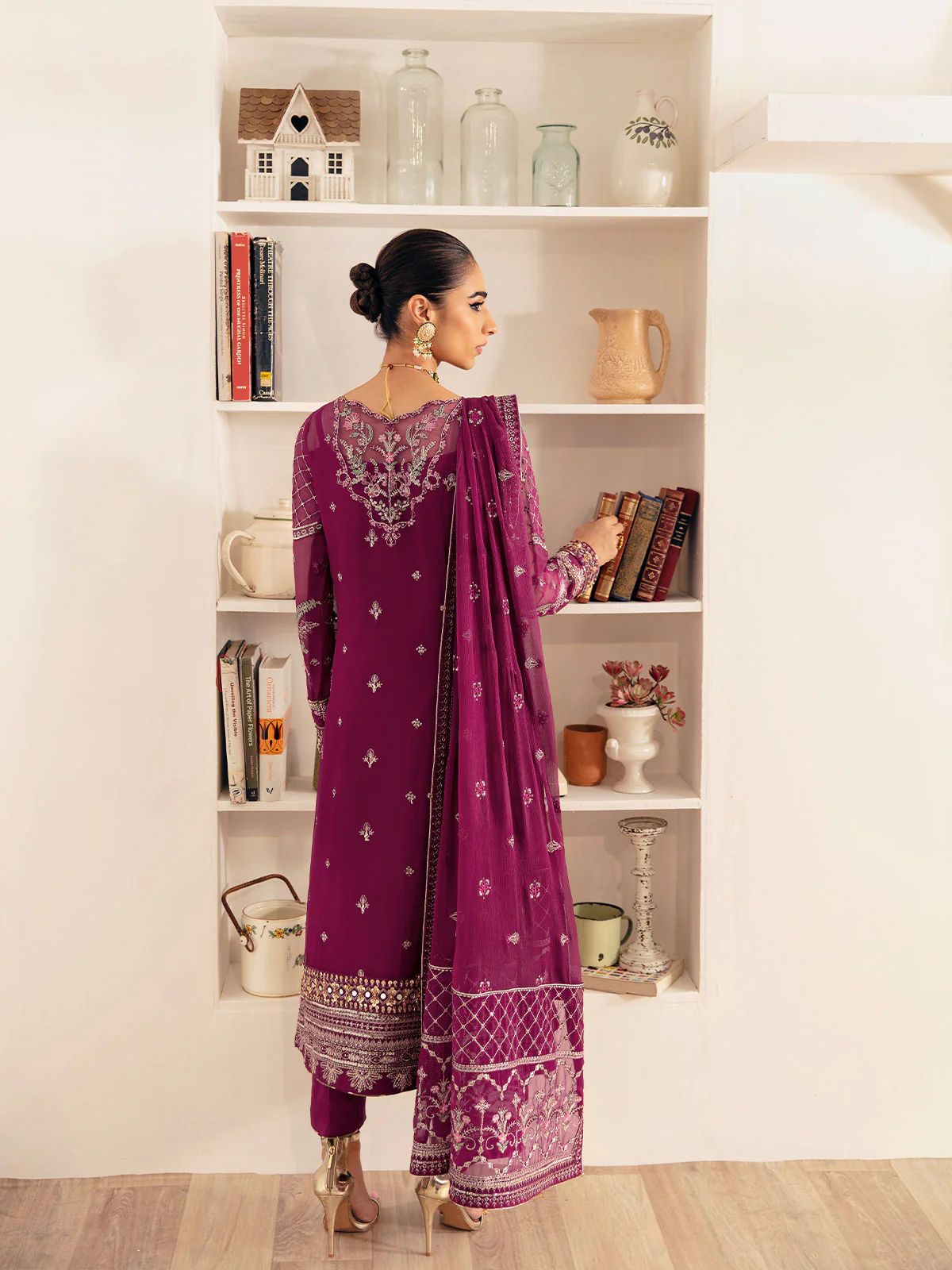 Pure Chiffon Elegant Embroidered Dress - PW221