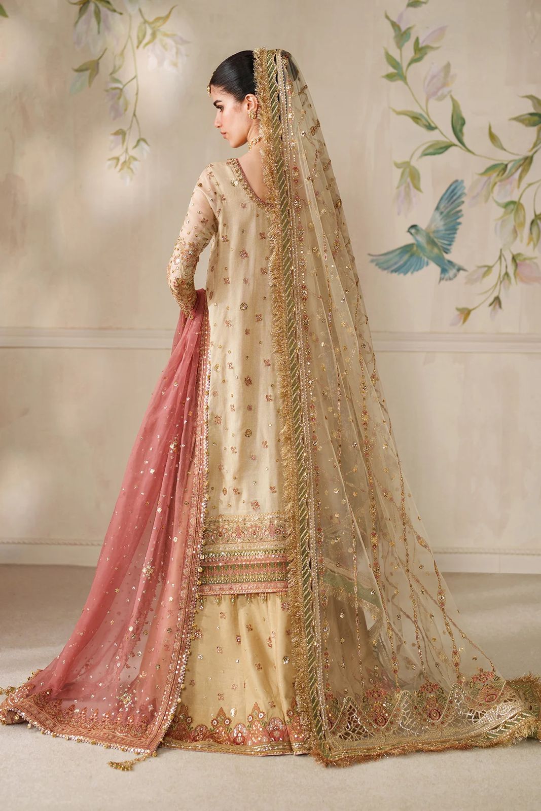 Pure Chiffon Cream Embroidered Wedding Dress - WW388