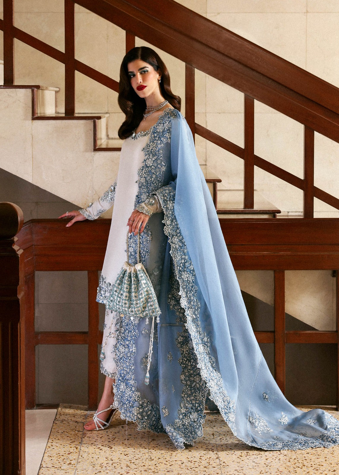 Pure Raw Silk Off White Embroidered Dress - PW274