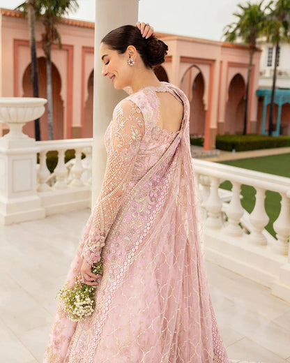 Pure Net Pink Embroidered Maxi Dress - WW394