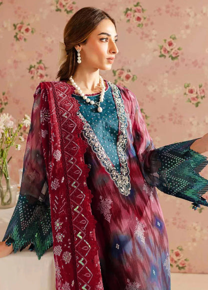 Pure Lawn Mahroon Embroidered Eid Outfit - LL412