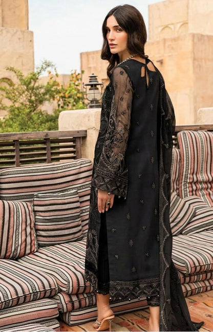 Pure Chiffon Black Embroidered Wedding Dress - WW410