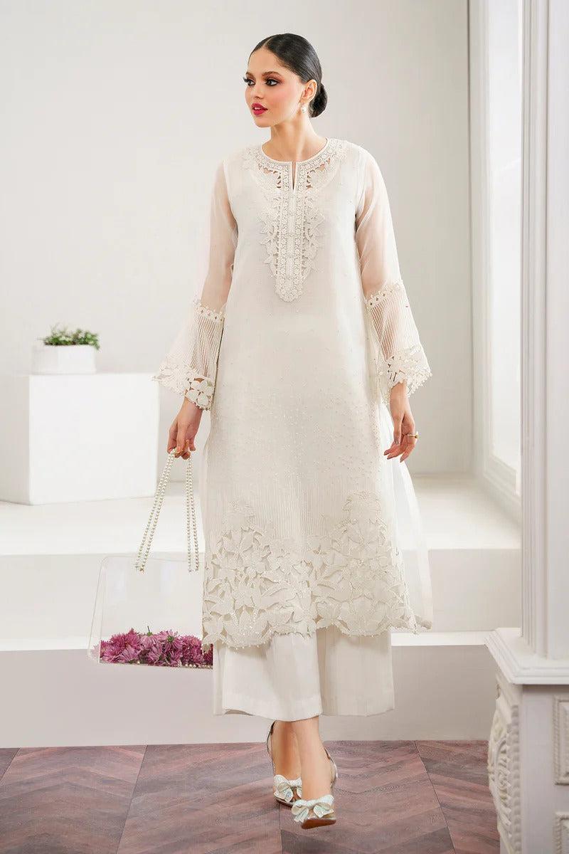Pure Chiffon Elegant Embroidered Wedding Dress - WW424