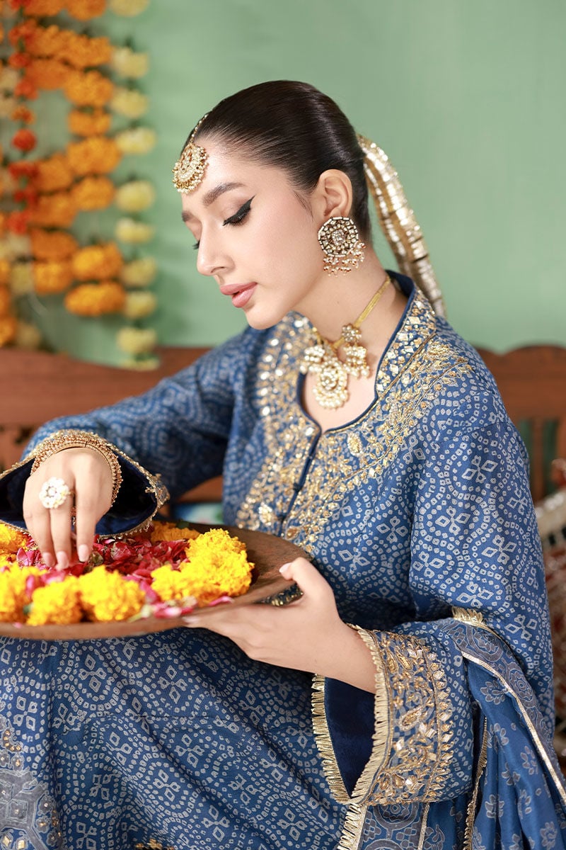 Pure Swiss Lawn Teal Blue Embroidered Outfit - LL438