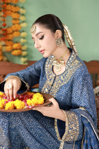 Pure Swiss Lawn Teal Blue Embroidered Outfit - LL438