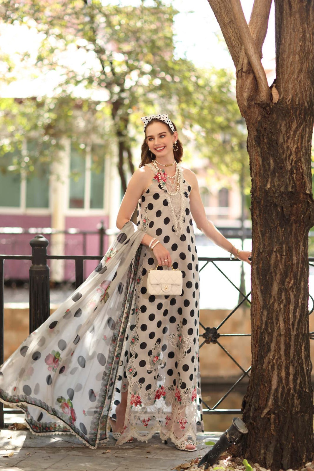 Pure Chiffon Moonlight Embroidered Dress - PW415