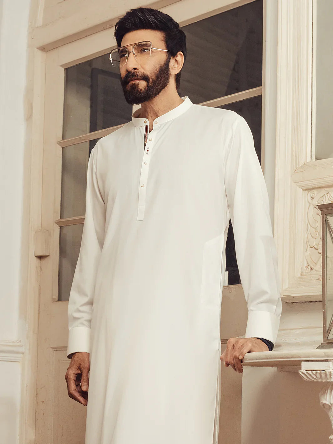 Blended White Shalwar Kameez - Almirah SK009