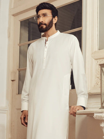 Blended White Shalwar Kameez - Almirah SK009