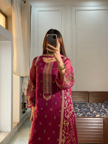 ADEEBA Luxury Khadinet Embroidered 3 Piece Dress – LF-AD-039