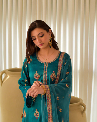 ANCHAL Luxury Sheesha Silk 3 Piece Dress – LF-AN-038