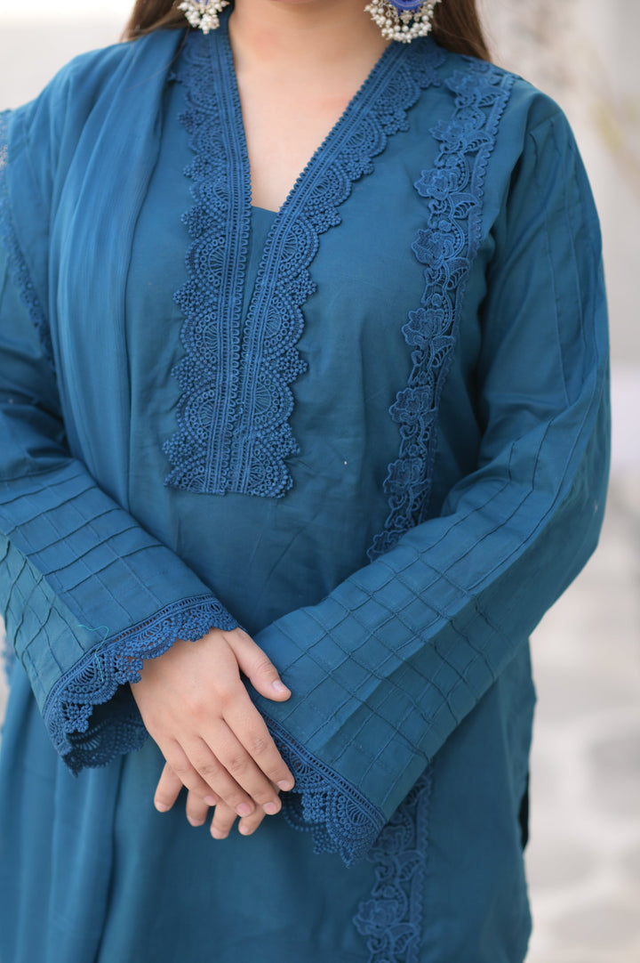 AQUA AYESHA Cotton Lacework 3 Piece Dress – LF-AA-043