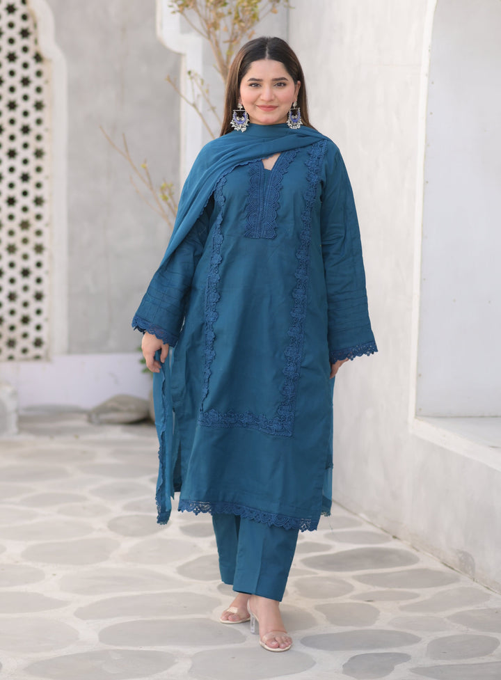 AQUA AYESHA Cotton Lacework 3 Piece Dress – LF-AA-043