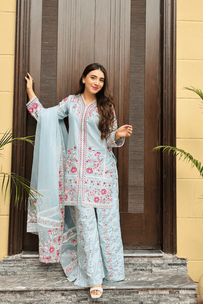 HAYAT Pure Lawn Embroidered 3 Piece Dress – LF-HT-011
