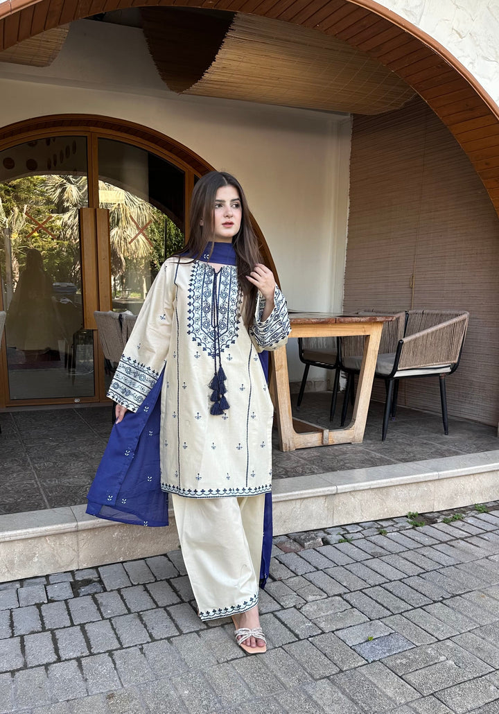 ESHAL Pure Lawn Embroidered 3 Piece Dress – LF-ES-010