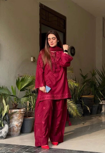 FARAH Pure Lawn Embroidered 3 Piece Dress – LF-FR-008