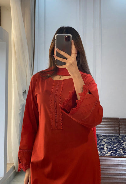 FRYA Cotton 3 Piece Suit with Lace Detailing – LF-FR-041