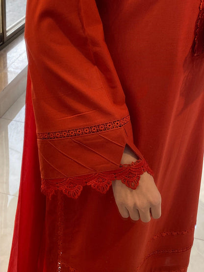 FRYA Cotton 3 Piece Suit with Lace Detailing – LF-FR-041